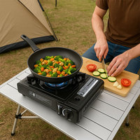 HOMFUL Réchaud à Gaz Portable à Allumage Automatique pour Camping Extérieur Avec Mallette de Transport