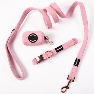 OKEYPETS-Conjunto de correa para perro con hebilla de metal para caminar al aire libre, con logotipo personalizado, clip de correa de Tweed - Product Image 2