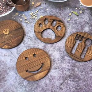 Creative Pine Wooden <b>Coasters</b> Retro Heat Resistant Solid Wood Coffee Tea <b>Drinks</b> Cup Mat Household <b>Coasters</b> - Product Image 3
