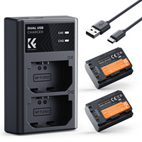 Set Pengisi Daya Baterai K&F Concept 2 Pack 2280mAh NP-FZ100 untuk Sony Alpha A7 III, A7R III (A7R3), A9, A6600, A7R IV, Alpha A9 II