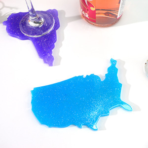 C-0433 Carte moule DIY miroir cristal colle chute sept continents coaster moule spot intercontinental moule en silicone - Product Image 3