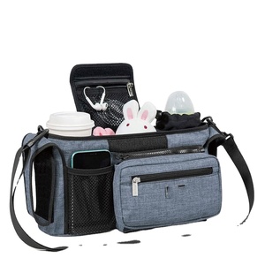 Organisateur de poussette pour bébé en RPET, certifié BSCI, vente en gros, 2 porte-gobelets, sac détachable avec bandoulière, sac de poussette - Product Image 1