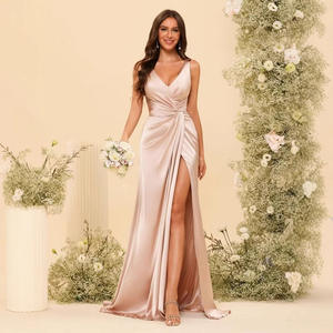 שמלת ערב צווארון סקסי ללא שרוולים אלגנטי רזה מתאים שושבינה שמלה - Product Image 2