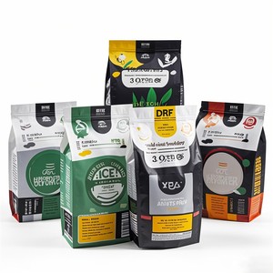 Sacs d'emballage en plastique écologiques à fond plat, à huit soudures latérales, avec fenêtre, pour poudre de protéines, grains de café, fruits et céréales - Product Image 4