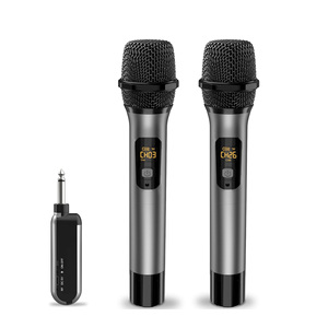<b>Wireless</b> Dynamic Handheld Microphone Set Rechargeable UHF <b>Receiver</b> Noise Cancelling 200ft Range Plug Play Cordless Metal - Product Image 1