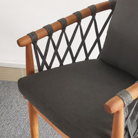 Chaise de salle à manger en teck massif de haute qualité, moderne et luxueuse, pour l'extérieur, avec coussins