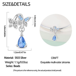 Vente en gros de breloques en argent sterling 925 en forme d'étoile, de fleur et de ballon, perles, pendentifs pour bracelet théière haut de gamme, accessoires de bijoux DIY, cadeau - Product Image 2
