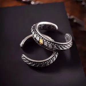 Chinese Style Vintage Dragon Scale Ring for Men Retro Thai Silver Plated Ring Retro Dragon Scale Opening Adjustable Finger Ring