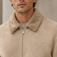 Veste en daim intégrée à fourrure d'hiver de haute qualité, col montant personnalisé, fermeture éclair, manteau d'extérieur décontracté, veste en daim pour homme, fabricant