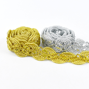 Deepeel AP159 2cm bricolage couture vêtements accessoires <span class=keywords><strong>large</strong></span> ligne or argent dentelle décorative S Type bord incurvé dentelle tricotée - Product Image 2