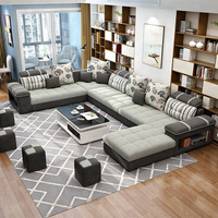 Ensemble Canapé de Salon Confortable en Tissu de Style Moderne 7 Places