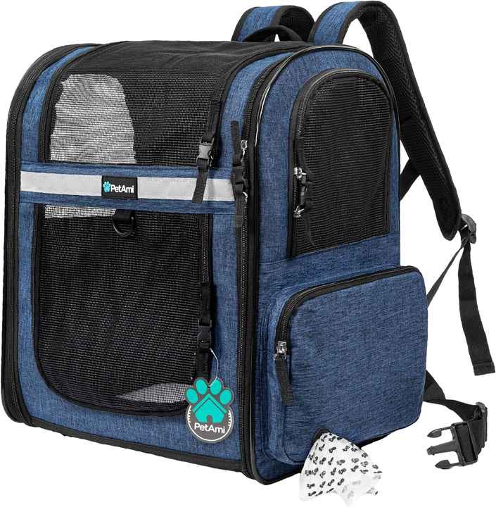 BSCI Dog Expandable Cat Backpack with Breathable Mesh, Pet Carrier Backpack for Cats Small Dogs Puppies up to 17 Lbs