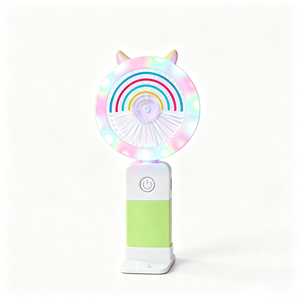 Ventilador de Mano LED con Diseño de Arcoíris, Recargable por USB, Portátil, con Soporte para Teléfono, Enfriador Personal para Niños y Mujeres, Ideal para Regalo - Product Image 2