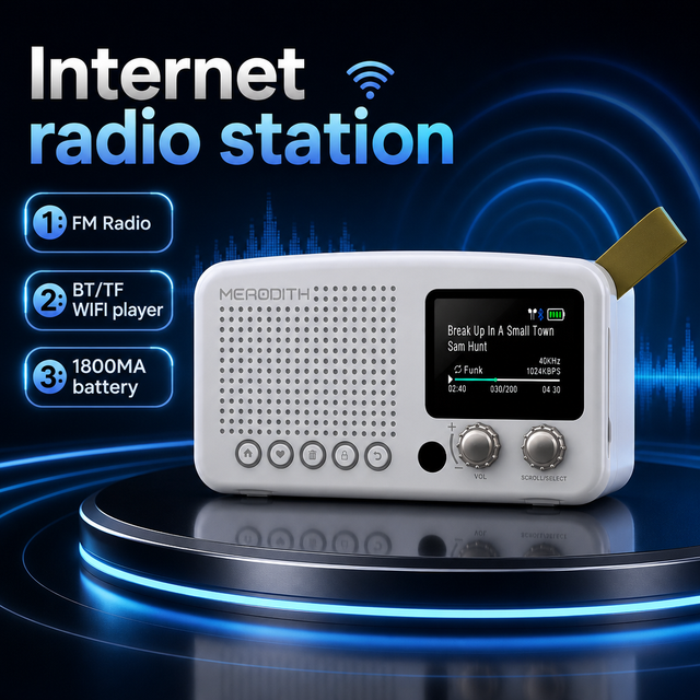 OEM ODM IR01 Private Mold Custom Logo Portable WiFi FM BT TF Card Rechargeable Color Screen Online Broadcast Internet Radio