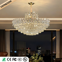 Lustres en cristal de luxe, lustre suspendu haut de gamme, éclairage de salon de villa, lustre de salle à manger, lampe suspendue au plafond
