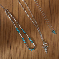 Collier en alliage style bohème western vintage pour femme, avec perles animalières bleues, roses et turquoise, colliers superposés style cowboy, bijoux de mode