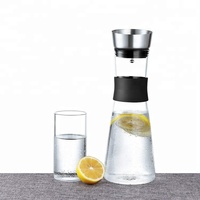 Nouvelle vente chaude en gros, carafe à eau en verre borosilicate faite à la main de 1200 ml