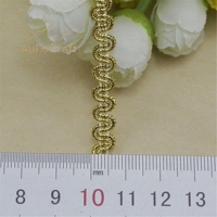 Ruban de dentelle tressé DIY en polyester, doré et argenté, de type S, pour couture, décoration et robes de mariée