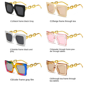 Nuevo diseño de lujo de moda de gran tamaño cuadrado mujeres <span class=keywords><strong>gafas</strong></span> de sol cadena única piernas huecas <span class=keywords><strong>gafas</strong></span> de sol - Product Image 3