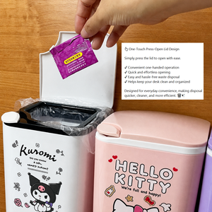 Custom Cartoon Press Top Desktop Trash <b>Bin</b> with <b>Lids</b> Compact Waste <b>Bin</b> <b>Plastic</b> Rectangle Garbage Can for Home Office - Product Image 2