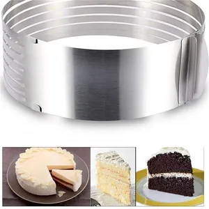 7 שכבה עוגת מבצעה לחיתוך עוגות באופן שווה מתכוונן קוטר מפני 23cm כדי 30cm עוגת מבצע נירוסטה
