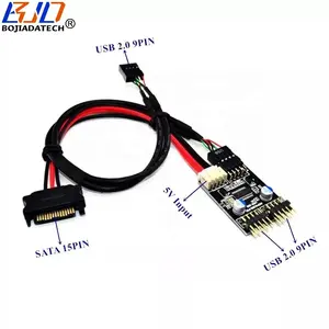 Factory Wholesale Motherboard USB 9-Pin Header 1 to Dual USB 2.0 9Pin Hub Adapter Card with SATA 15PIN Power Cable