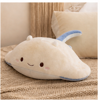 Coussin en peluche personnalisé Raie manta Kawaii, jouets en peluche doux animaux marins, décoration intérieure, cadeaux pour enfants, vente directe d'usine, vente en gros