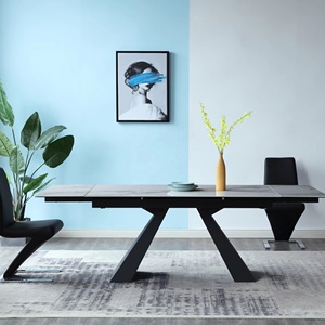 Mesa de Comedor Extensible de Piedra Sinterizada con Base de Metal, Compre Muebles de China en Línea - Product Image 1