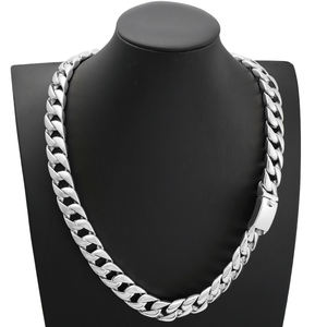 Venta al por mayor 20MM Hip Hop Acero inoxidable chapado en oro Miami cadena de eslabones cubanos hombres mujer collar - Product Image 2