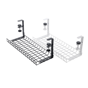 Under Desk <b>Storage</b> Rack <b>Mesh</b> <b>Basket</b> No Drill Adjustable Hook Type Office Organizer Cable Management Accessory - Product Image 1