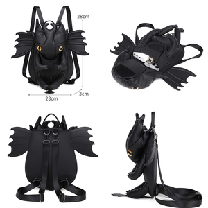 Mochila <span class=keywords><strong>3D</strong></span> de 20L con Diseño de Dragón Negro, Estilo de Dibujos Animados, Impermeable, con Respaldo Ergonómico de Cuero PU y Poliéster - Product Image 2