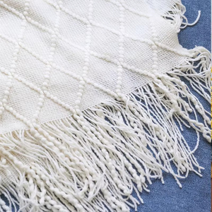 Manta de punto verde para camas <span class=keywords><strong>con</strong></span> borla, funda de sofá a cuadros <span class=keywords><strong>con</strong></span> textura sólida gris azul, decoración nórdica para el extremo de la <span class=keywords><strong>cama</strong></span>, manta suave para siesta - Product Image 5