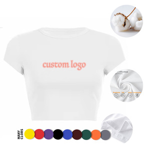 Camisetas de <span class=keywords><strong>Mujer</strong></span> Personalizadas de Alta Calidad, Impresión DTG, Camiseta 2k, <span class=keywords><strong>Ropa</strong></span> de Gimnasio Moderna, Top Corto, Camisetas Básicas de Manga Corta, Ajustadas - Product Image 1