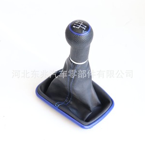 Vw Golf 345 Leather Gear <b>Knob</b> Black With Blue Stitching Ergonomic <b>Shift</b> Lever Cover For Manual Transmission Cars - Product Image 1