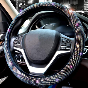 Funda de Volante Elástica de Fibra Sintética Brillante con Incrustaciones de Diamantes, Sin Anillo Interior, Superventas - Product Image 3