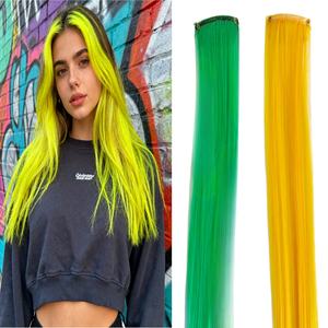 วิกผมต่อผมยาวตรงยาว20นิ้วหลาก<span class=keywords><strong>สี</strong></span>สันสำหรับงานปาร์ตี้ - Product Image 1