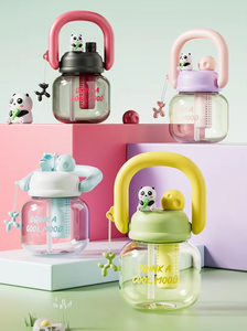 Wholesale 800ml Portable <b>Plastic</b> Drinkware New Cute Double <b>Drink</b> Water Bottle <b>Cup</b> with Straw for Students Summer - Product Image 2
