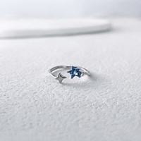 Nouvelle bague ouverte créative en argent plaqué or, sertie de zircon bleu marine, style européen et américain, populaire pour les mariages, pour femmes