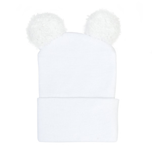 Nouveau Bonnet Turban Rayé en Coton pour Nouveau-né, Chapeau de Naissance pour Bébé Fille, Bonnet Doux à Motif Ours de Dessin Animé pour Tout-petit, Bandeau Chaud pour Bébés - Product Image 3