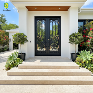 <span class=keywords><strong>Porte</strong></span> d'entrée en fer forgé sur mesure, à dessus carré, double, en fer forgé, bronze antique, <span class=keywords><strong>porte</strong></span> de sécurité extérieure pour villa - Product Image 3
