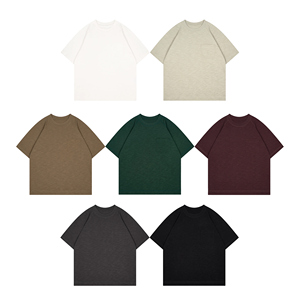Camiseta de algodón flameado de 310GSM para hombre, transpirable, de gran tamaño, cuello redondo de color sólido - Product Image 2