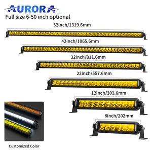 AURORA Patent OEM Auto Bar Light Led 6" 10" 20" 30" 40" 50 Inch Single Row Slim ATV UTV Amber yellow Car Led Light Bar