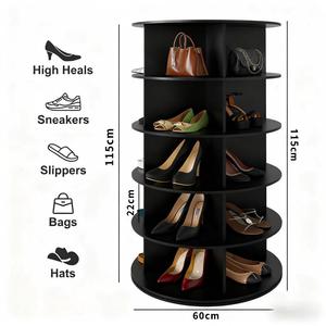 Modern <strong>White</strong> 360 Degree Rotating Spinning Tote Bag Display Tower Revolving Carousel <strong>Shoe</strong> <strong>Rack</strong> for Storage in Living Room - Product Image 2