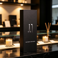 Kit de Soins de Luxe pour Bougies Écologiques Sans Fumée, Ensemble Coupe-Mèche et Éteignoir en Acier Inoxydable, Cadeau Parfumé pour la Maison à Base de Cire de Soja