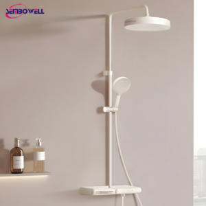 Système <span class=keywords><strong>de</strong></span> douche mural rond avec douchette pluie 4 fonctions, ensemble <span class=keywords><strong>de</strong></span> robinetterie <span class=keywords><strong>de</strong></span> douche <span class=keywords><strong>de</strong></span> haute qualité, durable et résistant à la corrosion - Product Image 1