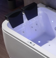 Baignoire autoportante en acrylique 1700/1900 mm avec tuyau de vidange pour salle de bain, certifiée CE, avec lumière à bulles d'eau