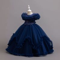 Robe de princesse longue et moelleuse en tulle pour filles, idéale pour les événements formels du Nouvel An et les fêtes.