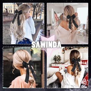 Grands nœuds pour cheveux de 14 cm pour filles, nœuds en ruban pour cheveux, pinces à cheveux avec longues queues, accessoires pour cheveux vintage pour femmes - Product Image 6