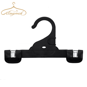 BH60 21CM Push Metal Springs Up And Down Clips Black Plastic Pants Hanger For Kids Child Baby