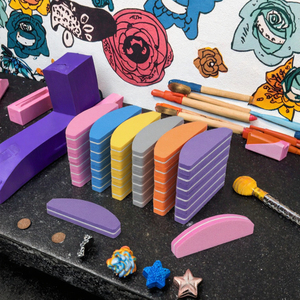 Mini lima de uñas de doble cara, bloque de pulido colorido con patrón recto para pulir uñas, herramienta de manicura y pedicura para salón - Product Image 2